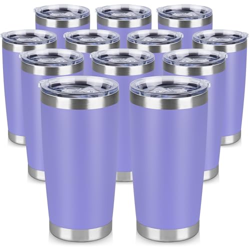 20 oz Tumbler Stainless Steel Tumblers Bulk with Lid Double Wall Insulated Coffee Tumbler Cups for Hot & Cold Drinks Powder Coated Travel Coffee Tumbler Mug Metal (12 Count)