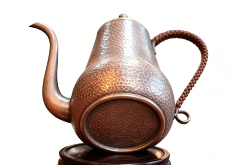 Hand Forged Copper Swan Neck Teapot Set 6pcs Hammered Art Decor 1000ml