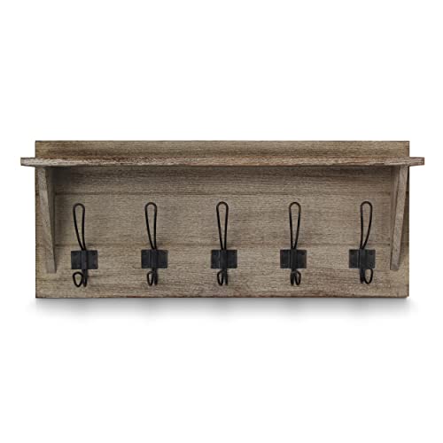 Rustic Wall Mounted Coat Rack with Shelf