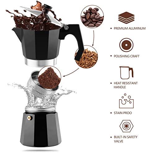 3 Cup Stovetop Espresso Maker Aluminium Moka Pot Percolator