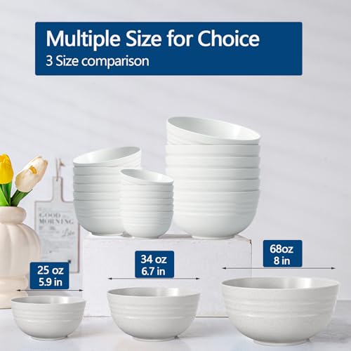 Non Ceramic】 68 Oz Salad Bowls (6 Count)