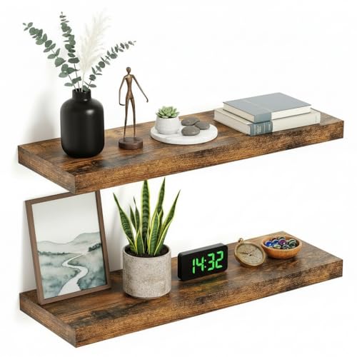 Deep Floating Shelves for Wall 24 inches Set of 2 (2 Count)