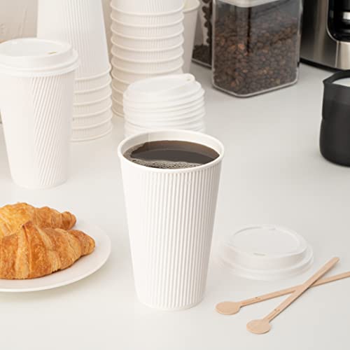Coffee Cups 500 Pack of 16 oz Ripple Wall Insulated Coffee Cups Non (500 Count)