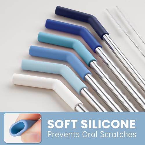 6 Pack Metal Straws with Silicone Tip Fit for Stanley 14 (6 Count)