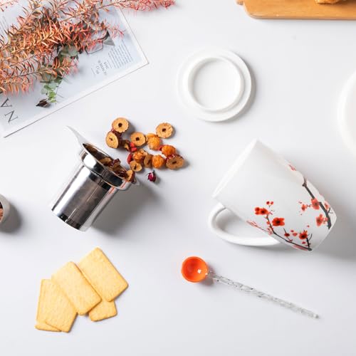 Sweejar Porcelain Tea Mug with Infuser and Lid