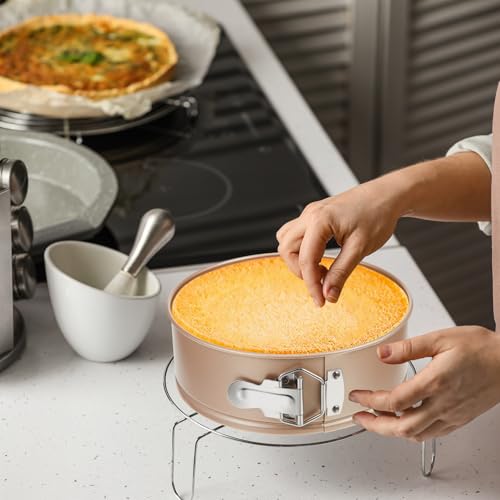 4 Pcs 7 Inch Non Stick Springform Pan with Removable Bottom Carbon Steel Round Springform Cheesecake Pan with Stainless Steel Spring Buckles for Baking Kitchens Restaurant (4 Count)