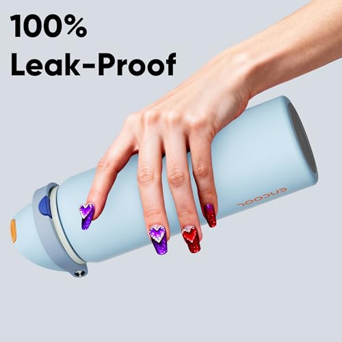 Insulated Water Bottle with Straw Stainless Steel Water Bottle with Push Button Lid