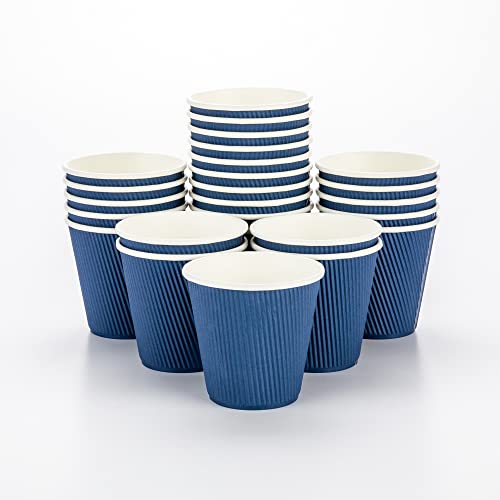 Ripple Wall Coffee Cups 500 Count 8 Ounce Insulated Midnight Blue Paper Cups