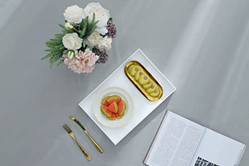 Glossy White Sturdy Acrylic Serving Tray with Handles