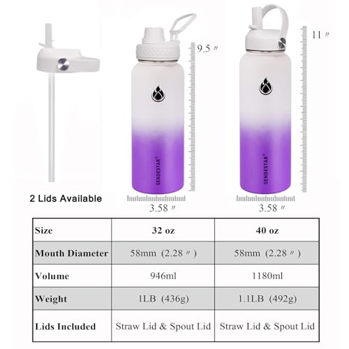Water Bottle 32oz Double Wall Vacuum Insulated Leak Proof Stainless Steel Sports Water Bottle