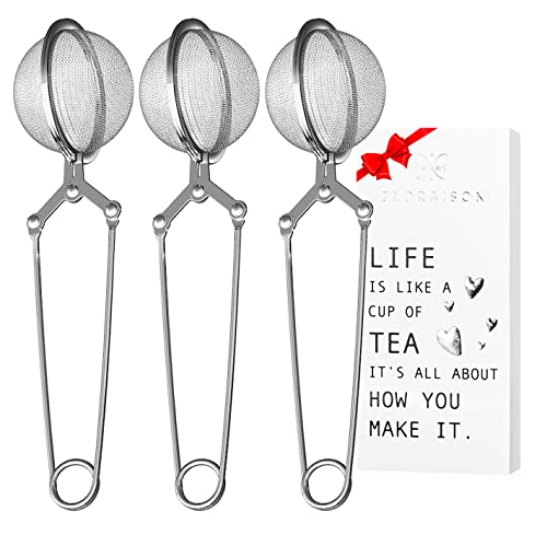 Snap Ball Tea Strainer 3 Pack Tea Infuser with Handle Tea Mesh Infuser Snap Ball Strainer Steep Loose Leaf Tea Infuser Fine Mesh Ball Tea Filter Strainer for Spices and Seasonings (3 Count)
