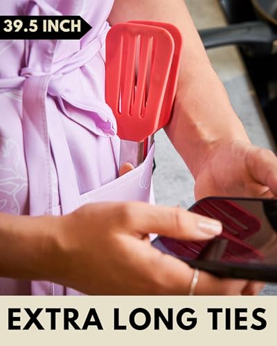 Premium Adjustable Pink Cooking Aprons for Women with Pockets