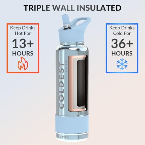 Coldest Insulated Water Bottle with Straw Lid