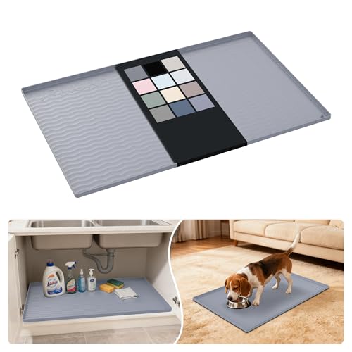 Waterproof Silicone Under Sink Mat 34'' x 22'' Shelf Liner for Kitchen and Bathroom