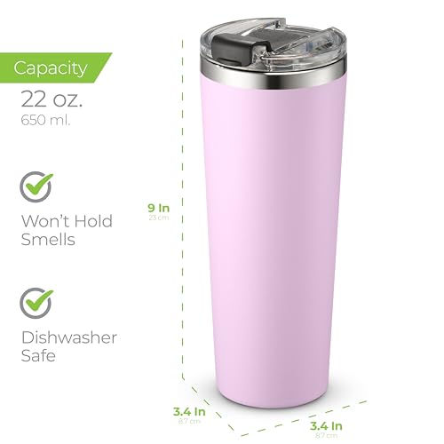 22 oz Insulated Coffee Tumbler with Leakproof Lid