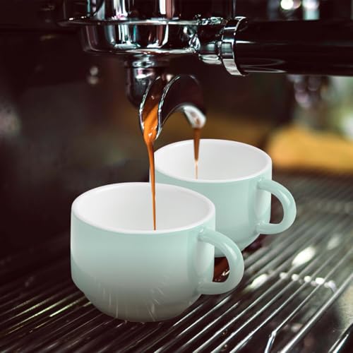 Premium Espresso Shot Cups and Saucers Set with Espresso Stainless Steel Spoons (6 Count)