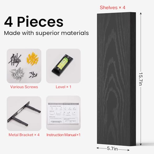 Black Floating Shelves 15.7in