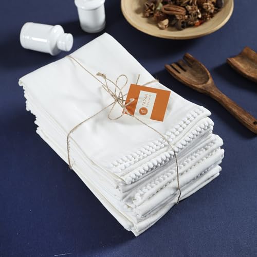 Kitchen Towels 100% Cotton Solid Kitchen Dish Cloths Decor Hand Towel Reusuable Dish Towel for Cleaning & Drying Tea Towels Set with Hanging Loop (12 Count)