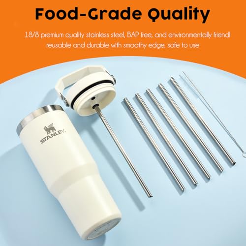 Stainless Steel Straws Compatible with Stanley IceFlow 30oz 2.0 Flip Straw Tumbler (6 Count)
