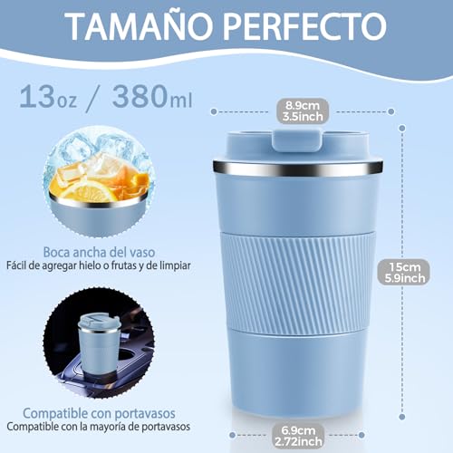 13 oz Stainless Steel Insulated Travel Coffee Mug with Fip Lid