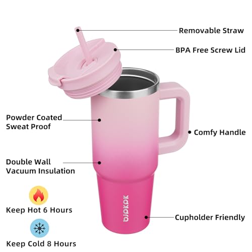 30 oz Insulated Tumbler with Handle & Straw