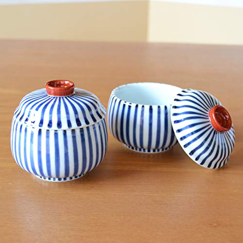 Chawanmushi Cups with Lids Set of 2 Japanese Chawan Mushi Arita Imari ware Made in Japan Shumaki Tokusa (2 Count)