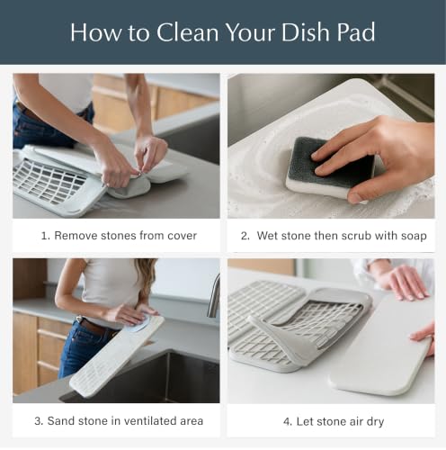 Home Collapsible Dish Drying Rack with Stone Dish Pad