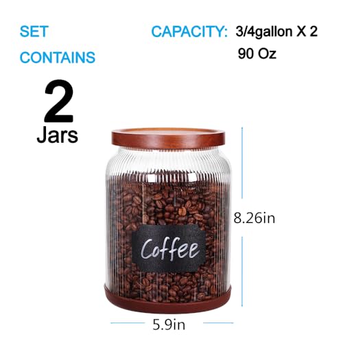 2 Pack Striped Borosilicate Glass Airtight Canisters