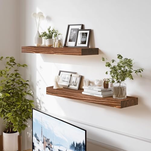 Solid Wood Floating Shelves (2 Count)