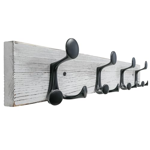 24 Inch Wood Coat Rack Wall Mount with 4 Triple Hooks