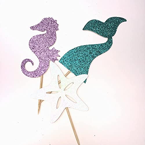 24 Pcs Mermaid Cupcake Toppers Under the Sea Party Decoration (24 Count)