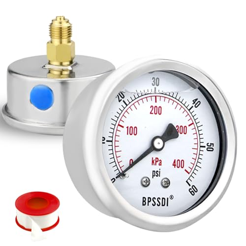 0 60 Psi Glycerin Liquid Filled Low Pressure Gauge