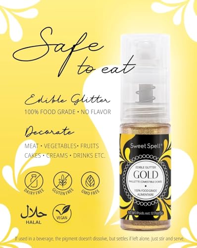Gold Edible Glitter Spray for Cakes