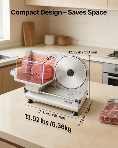 Meat Slicer 8.6" Electric Deli Slicer with 2 SUS420 Blades
