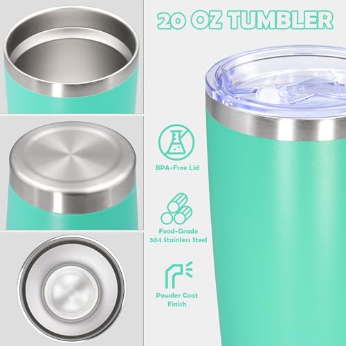 20oz Tumbler Stainless Steel Tumbler Coffee Tumbler with Lid Light Blue