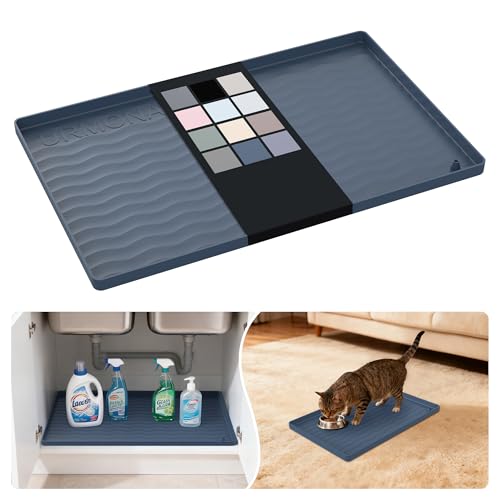 Waterproof Silicone Under Sink Mat 19'' x 12'' Shelf Liner for Kitchen and Bathroom