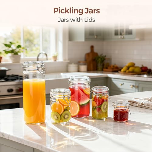 Small 16 oz Glass Jars with Airtight Lids 6 Pack Pickling Pantry (6 Count)
