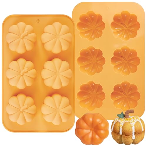 Pumpkin Cake Molds Silicone 3D Pumpkin Cake Cupcake Pan Fall Candy Molds (12 Cavities)