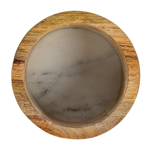 Mango Wood and Marble Bottle Holder