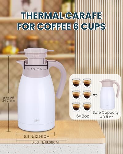 50.7 Ounces Stainless Steel Thermal Coffee Carafe with Lid