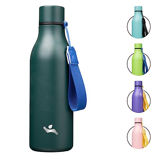 18 oz Insulated Stainless Steel Metal Water Bottle with Strap