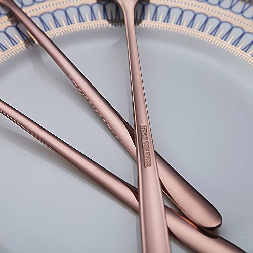 Premium Rose Gold Set of 6 Stainless Steel Long Handle Stirrers and Spoons for Coffee (6 Count)
