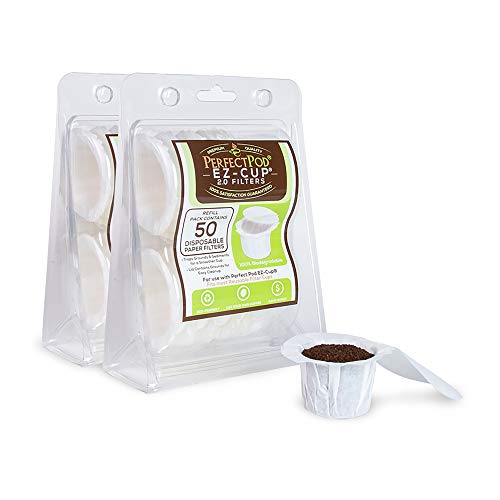 EZ Cup Paper Filters with Lid for Reusable Coffee Pods (100 Count)