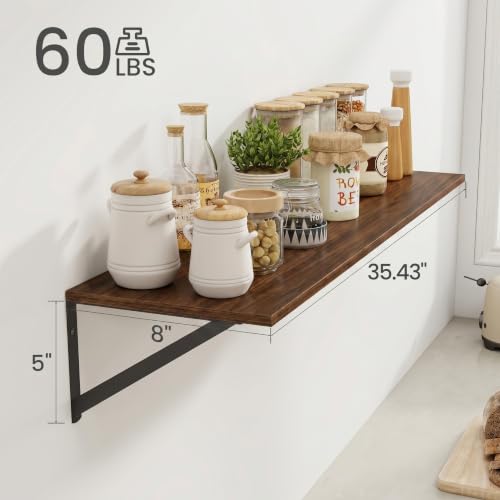 Black Deep Floating Shelves for Wall (2 Count)