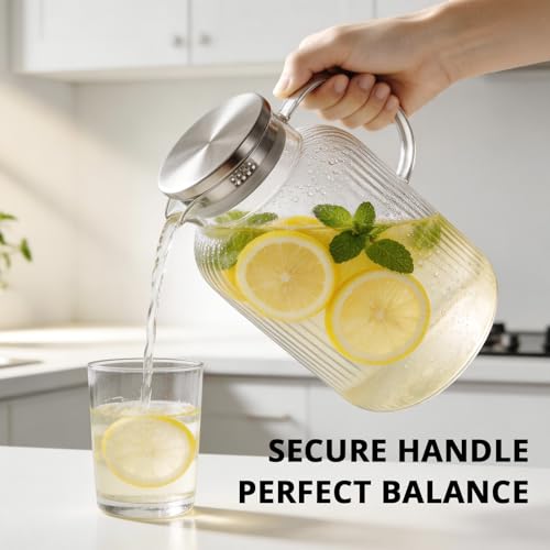 1 Gallon Glass Pitcher with Lid and Handle