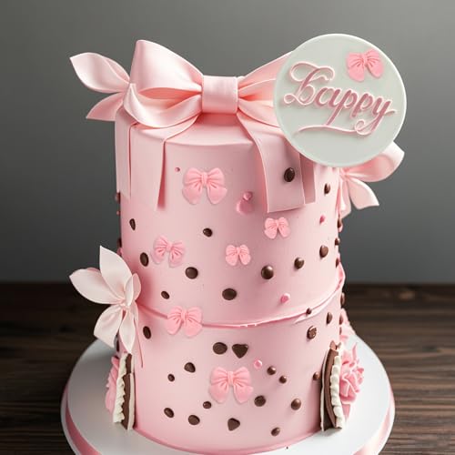 30 Pcs Pink Bow Cupcake Toppers (30 Count)