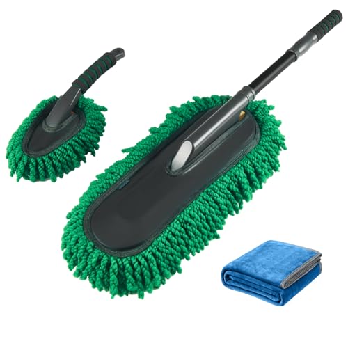 Microfiber Car Duster Large Extendable Car Duster Exterior Scratch Free for Cars RV Truck Bike