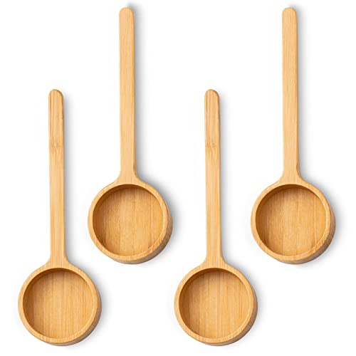 Bamboo Wooden Coffee Scoop Long Handle Measuring Scoop for Jars (4 Count)
