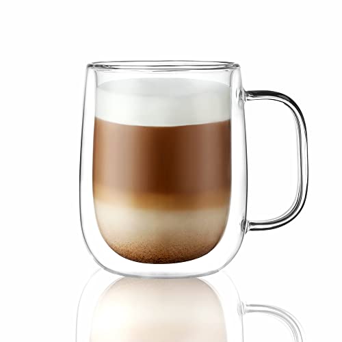 Large Double Wall Glass Coffee Mug 15.2oz