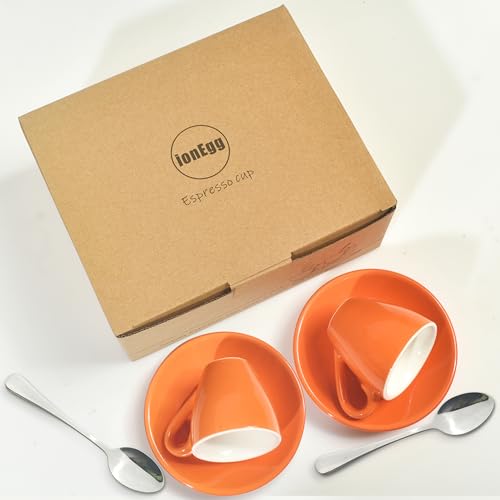 Porcelain Espresso Cup with Saucer And Stainless Steel mini Spoons (7 Count)